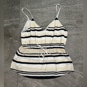 Babaton White and Black Tie Front Camisole